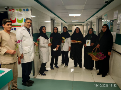 Representatives of the 'Waterfall of Affections' (Abshar-e Atefeha) Charity Honor Nurses
