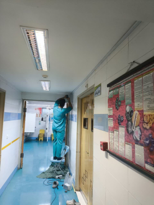 Installation and setup of the operating room paging network.