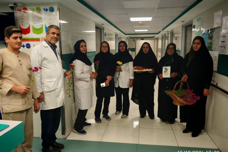 Representatives of the 'Waterfall of Affections' (Abshar-e Atefeha) Charity Honor Nurses