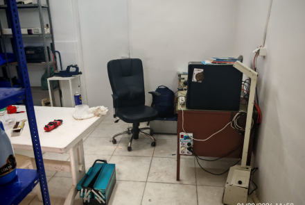 Setting up a pharmaceutical and equipment booth