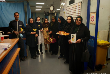 Representatives of the 'Waterfall of Affections' (Abshar-e Atefeha) Charity Honor Nurses